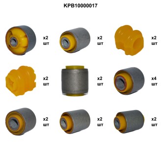Полный комплект полиуретановых деталей передней и задней подвески Киа Спортейдж 3 (передний привод) Polybush KPB10000017